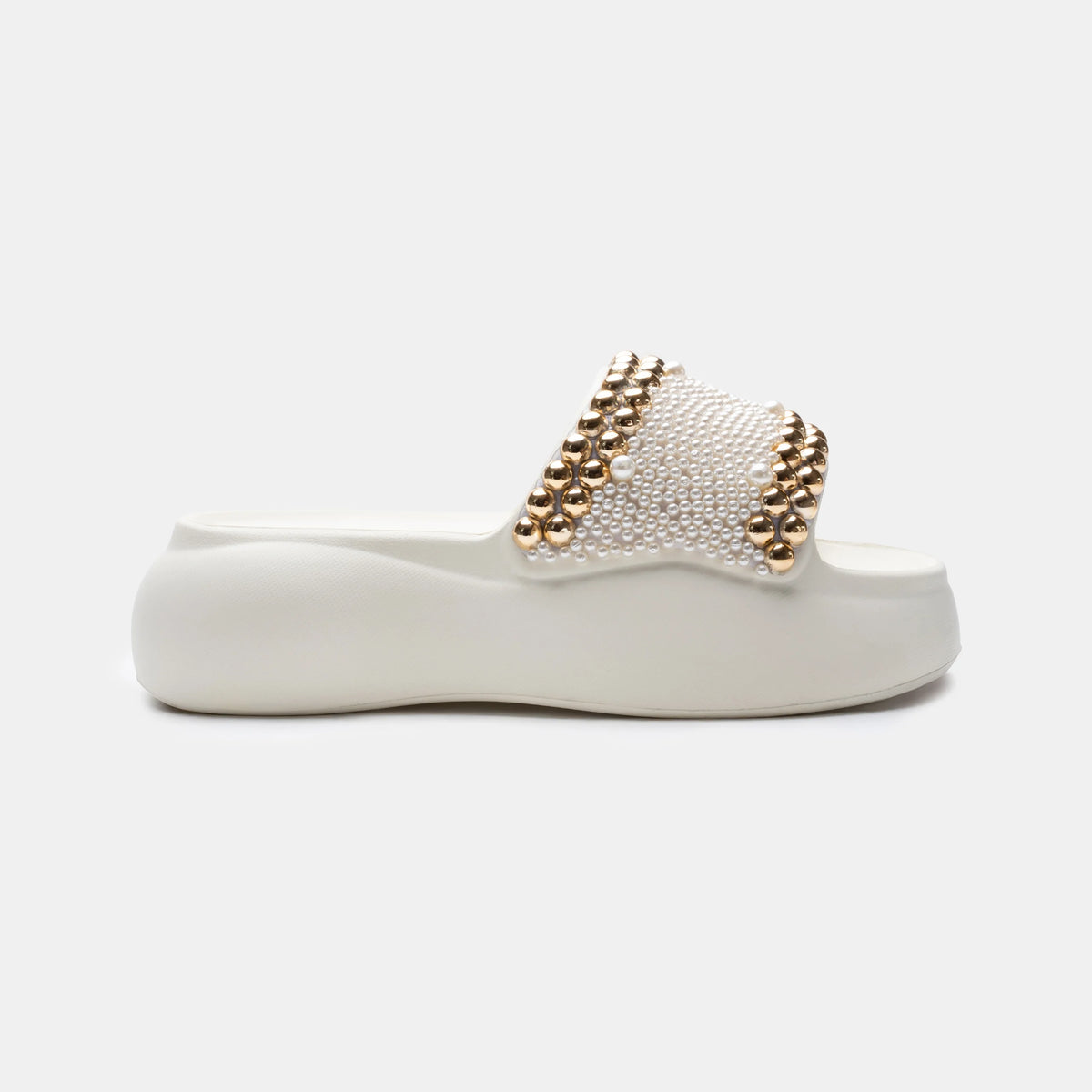 Solaris Beige, sandalia de plataforma EVA con perlas blancas y detalles en tono dorado - vista 5
