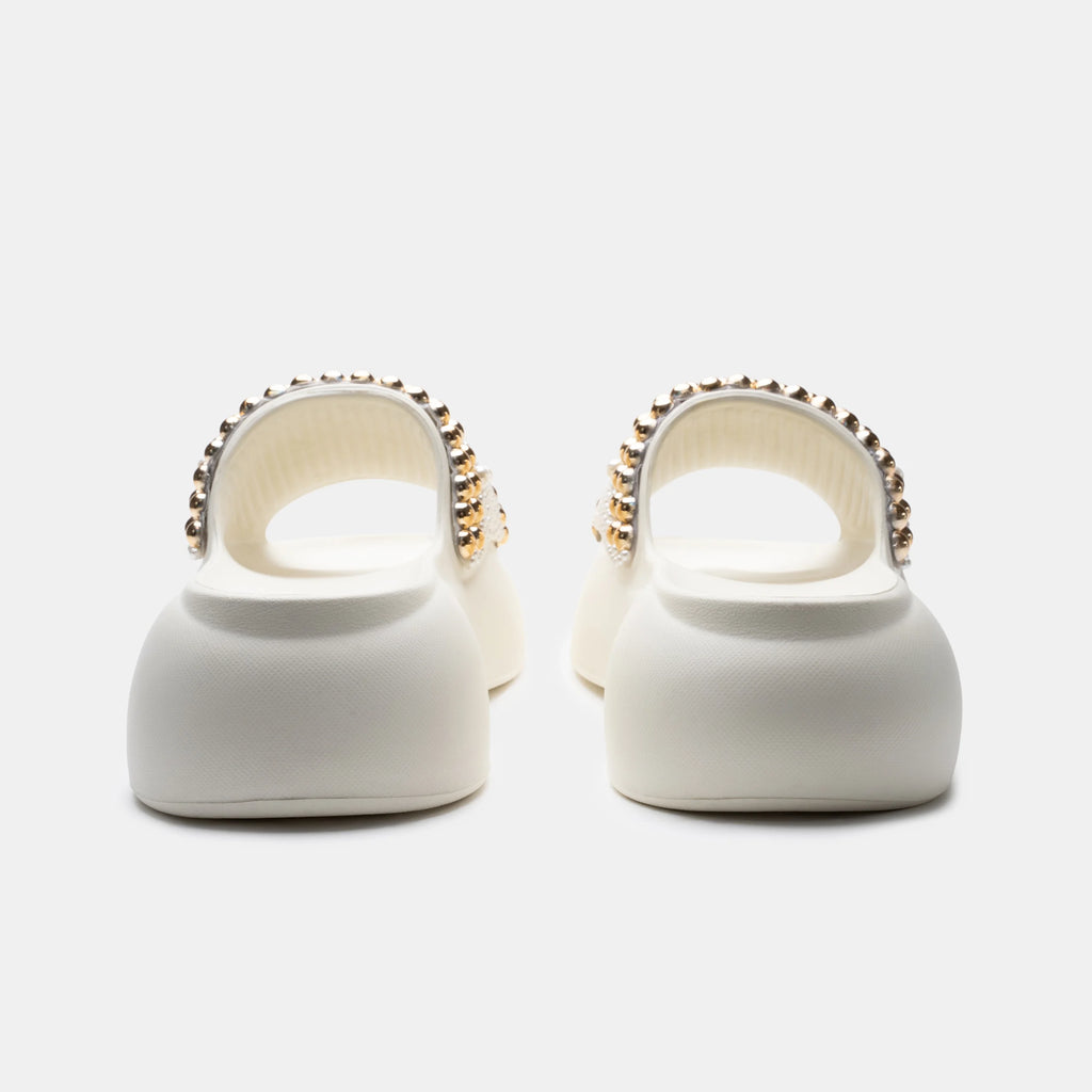 Solaris Beige, sandalia de plataforma EVA con perlas blancas y detalles en tono dorado - vista 4